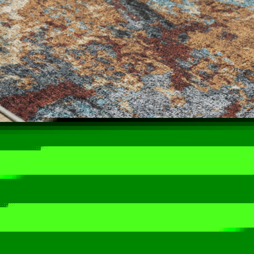 8' X 10' Blue And Rust Abstract Distressed Area Rug