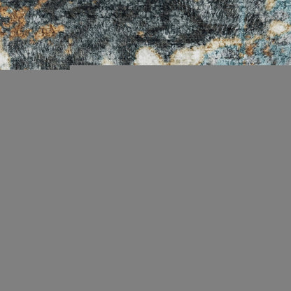8' X 10' Blue And Rust Abstract Distressed Area Rug