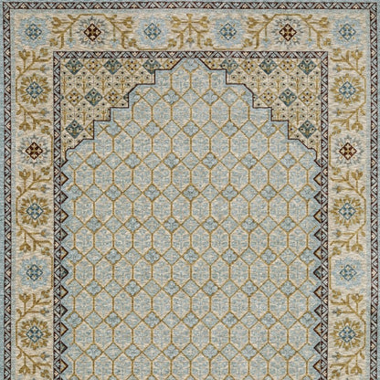 8' X 11' Gold Oriental Area Rug With Fringe