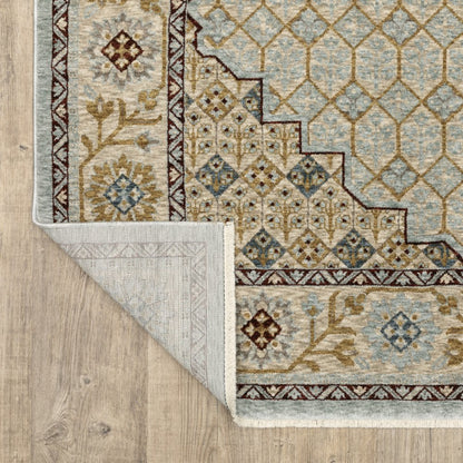 8' X 11' Gold Oriental Area Rug With Fringe