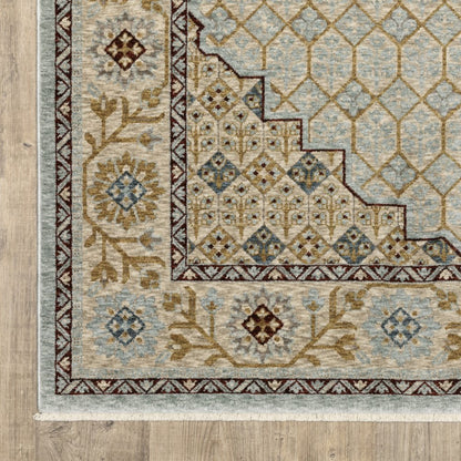 8' X 11' Gold Oriental Area Rug With Fringe