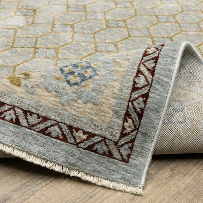 8' X 11' Gold Oriental Area Rug With Fringe