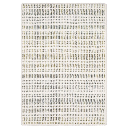 8' X 11' Ivory Gold And Gray Striped Area Rug