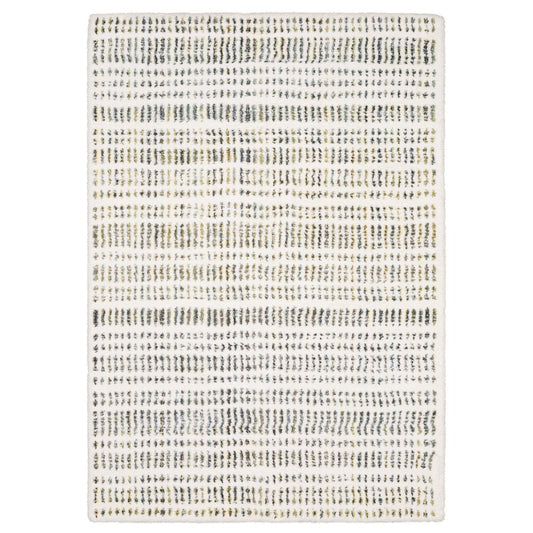 8' X 11' Ivory Gold And Gray Striped Area Rug