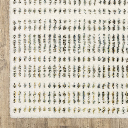8' X 11' Ivory Gold And Gray Striped Area Rug