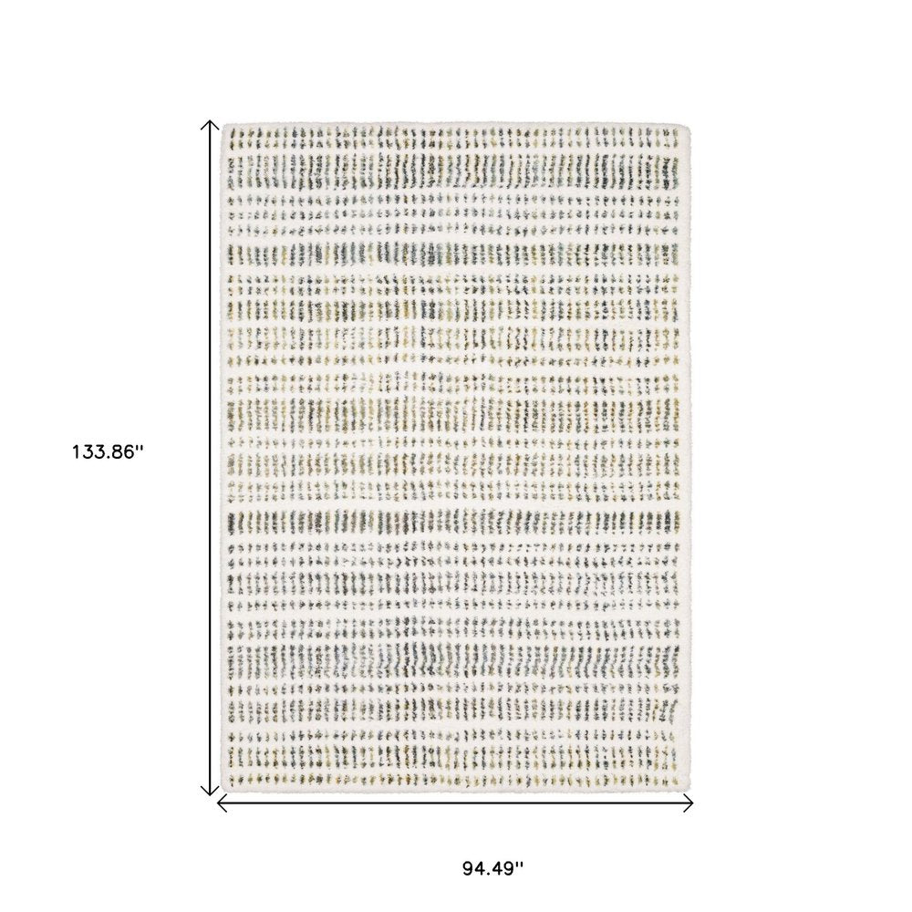 8' X 11' Ivory Gold And Gray Striped Area Rug