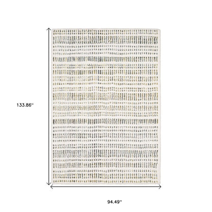 8' X 11' Ivory Gold And Gray Striped Area Rug