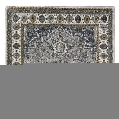 8' Brown And Blue Medallion Runner Rug