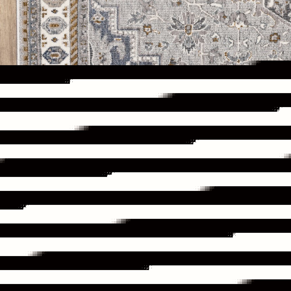 8' Brown And Blue Medallion Runner Rug