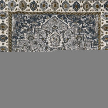 8' Brown And Blue Medallion Runner Rug