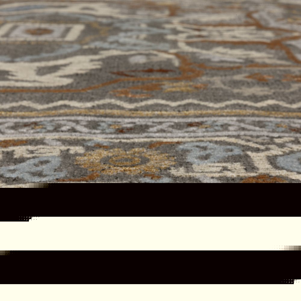 8' Blue Ivory And Brown Medallion Runner Rug