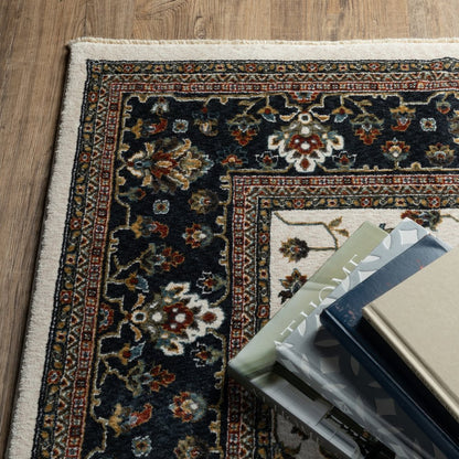 8' Ivory Oriental Runner Rug With Fringe