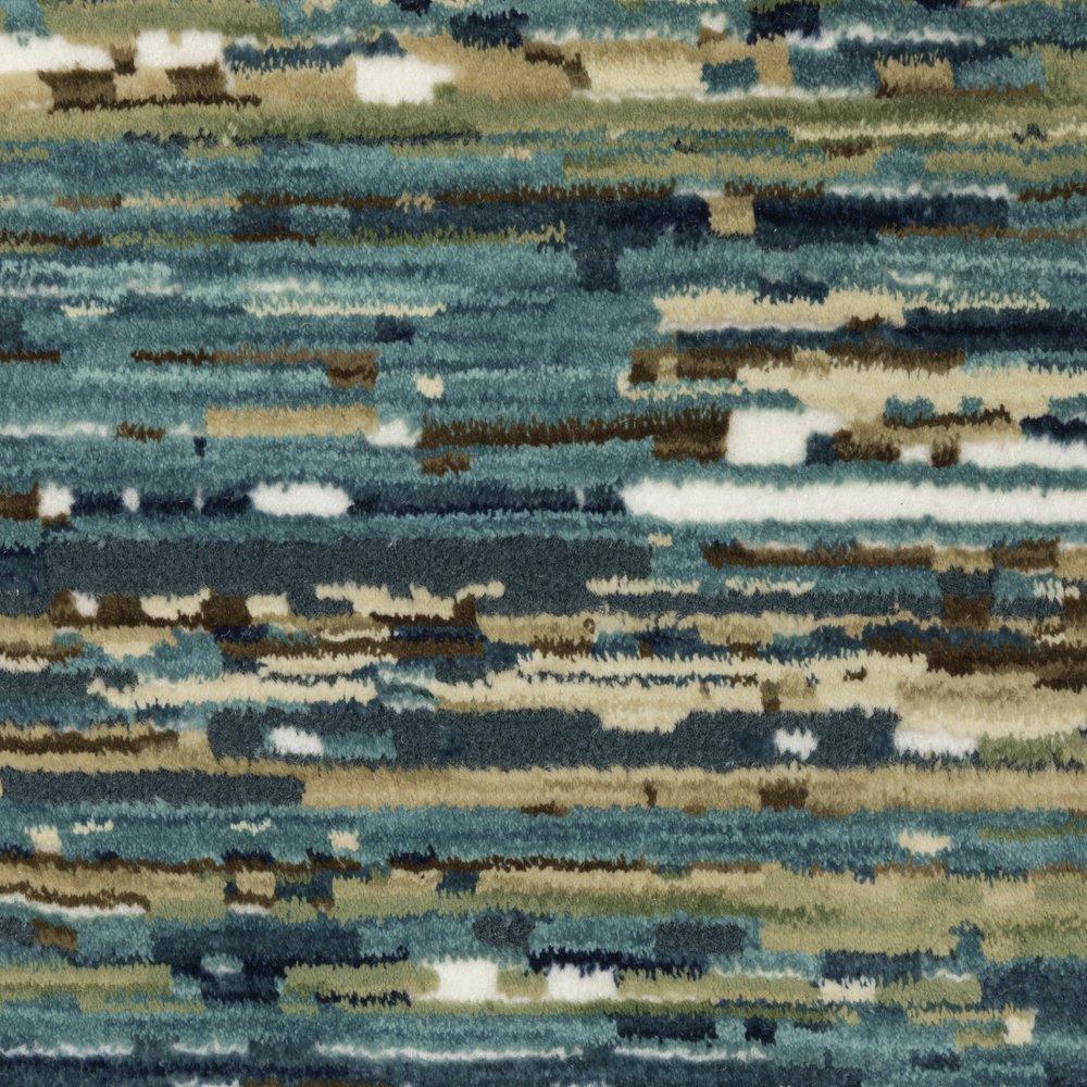 8' X 11' Blue Brown And Ivory Striped Area Rug