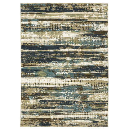 8' X 11' Beige And Blue Abstract Area Rug