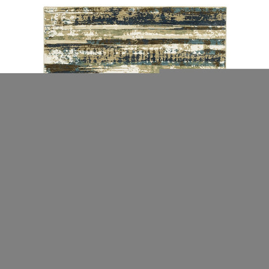 8' X 11' Beige And Blue Abstract Area Rug
