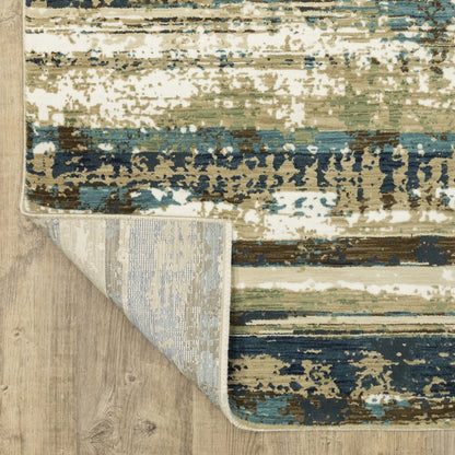 8' X 11' Beige And Blue Abstract Area Rug