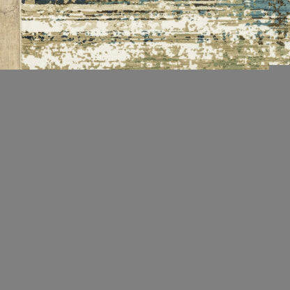 8' X 11' Beige And Blue Abstract Area Rug
