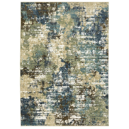 8' X 11' Blue And Green Abstract Area Rug