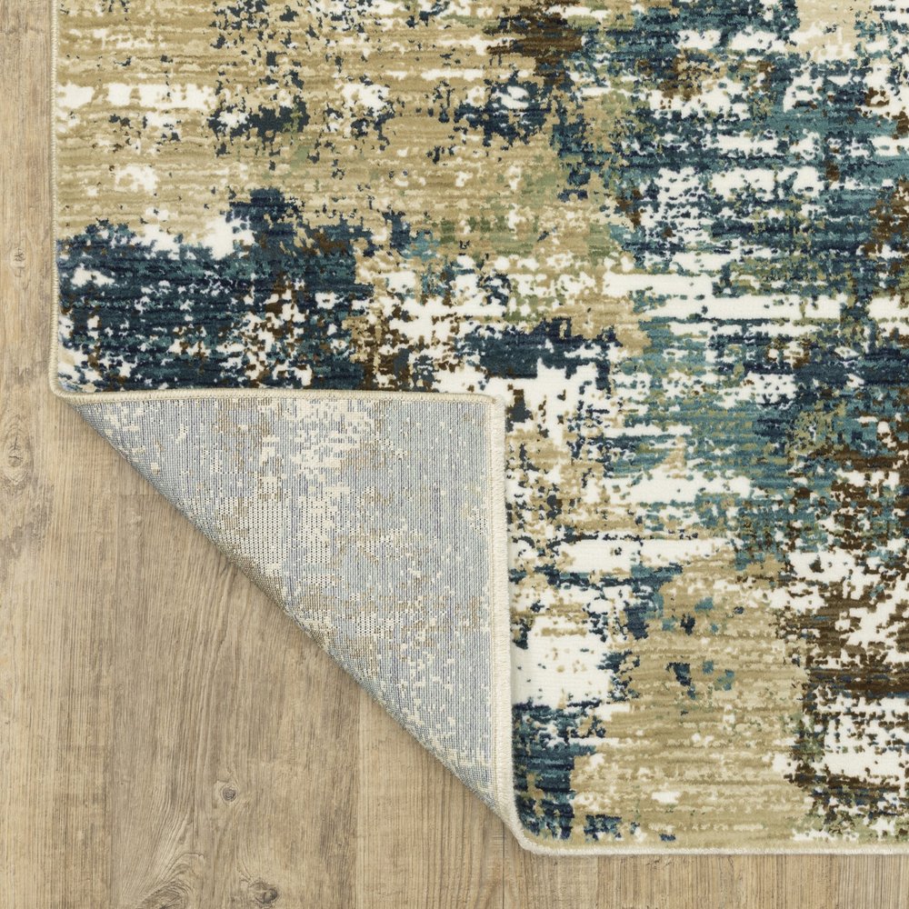 8' X 11' Blue And Green Abstract Area Rug