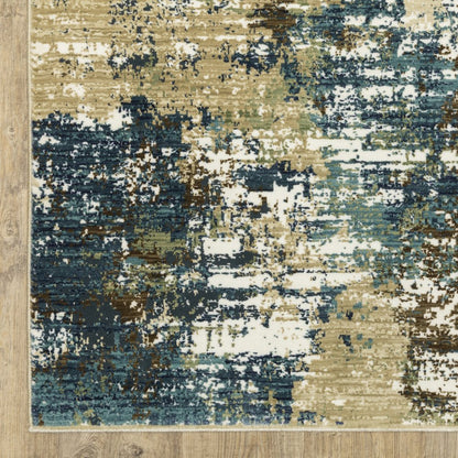 8' X 11' Blue And Green Abstract Area Rug