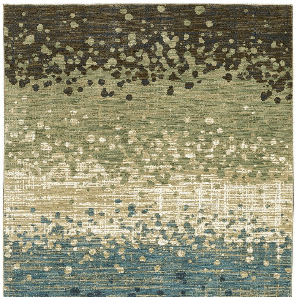 8' X 11' Blue And Brown Abstract Area Rug