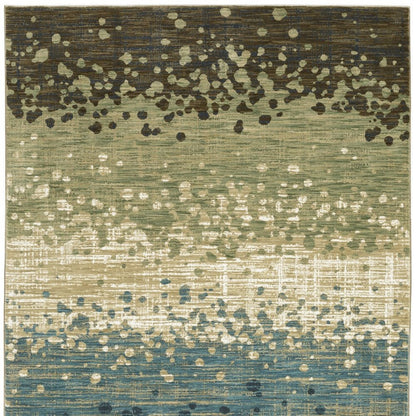 8' X 11' Blue And Brown Abstract Area Rug