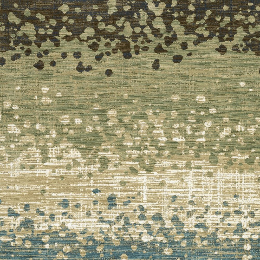 8' X 11' Blue And Brown Abstract Area Rug