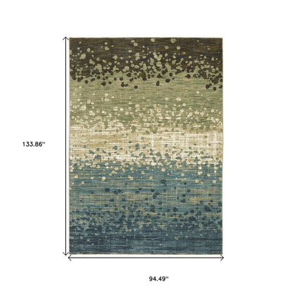 8' X 11' Blue And Brown Abstract Area Rug