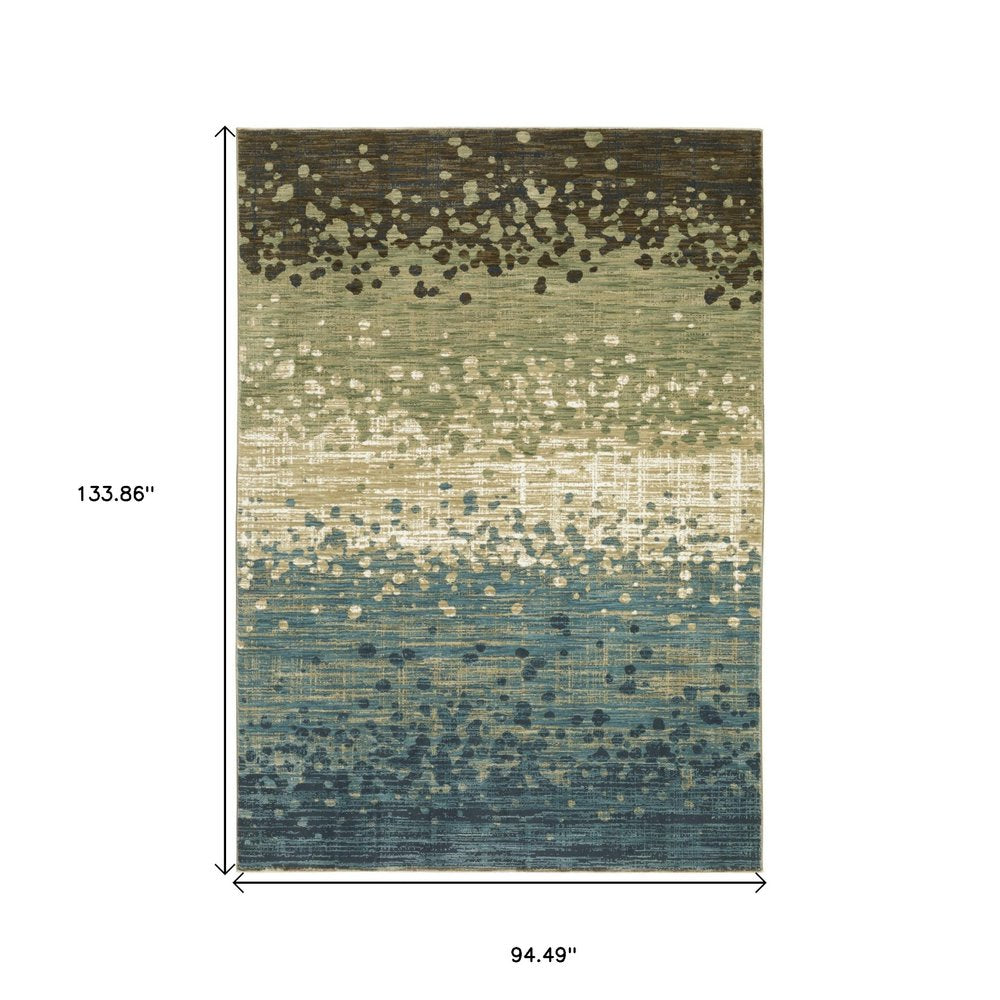 8' X 11' Blue And Brown Abstract Area Rug
