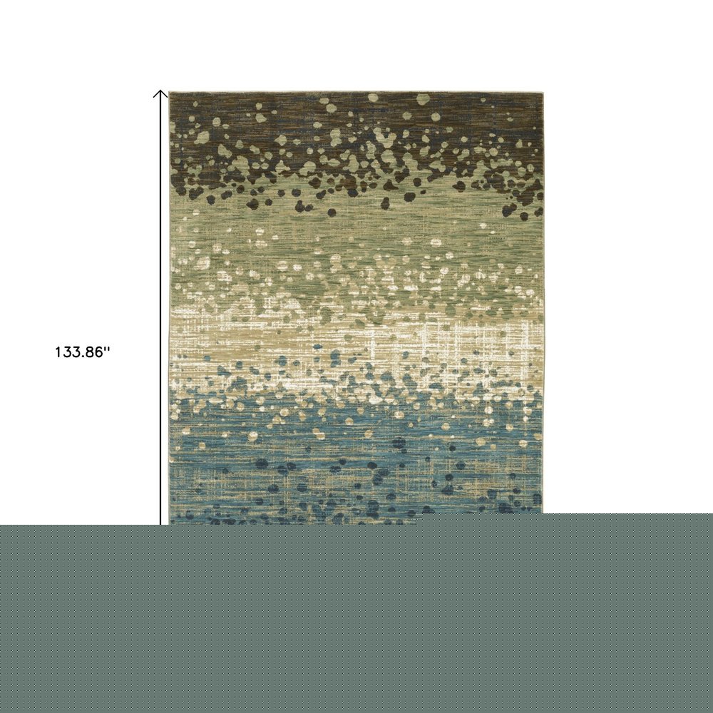 8' X 11' Blue And Brown Abstract Area Rug