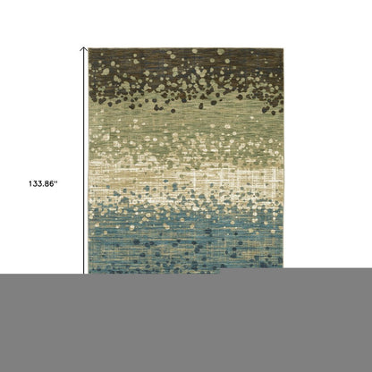 8' X 11' Blue And Brown Abstract Area Rug