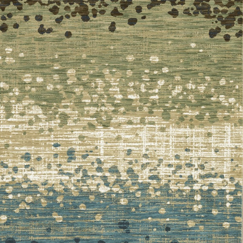 8' X 11' Blue And Brown Abstract Area Rug
