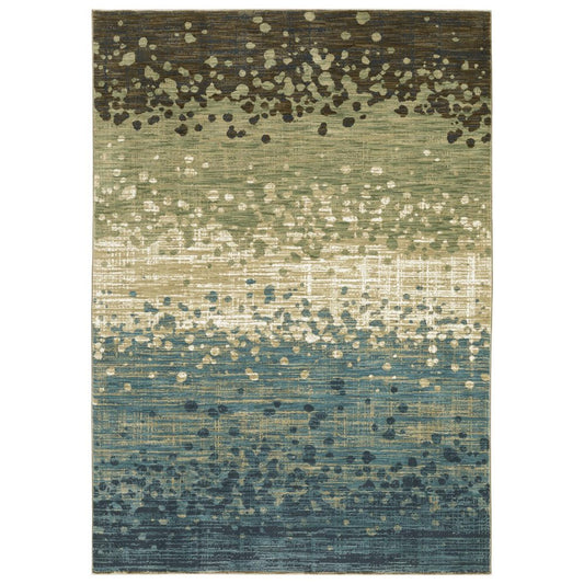 8' X 11' Blue And Brown Abstract Area Rug