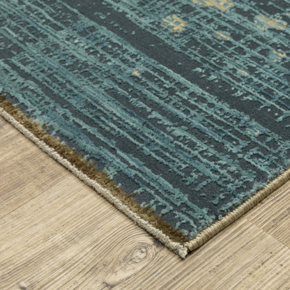8' X 11' Blue And Brown Abstract Area Rug