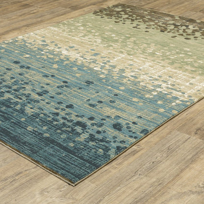 8' X 11' Blue And Brown Abstract Area Rug
