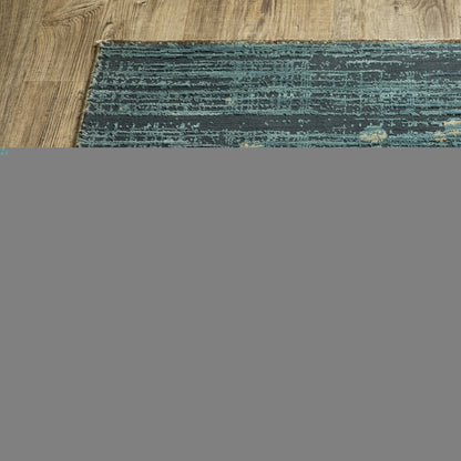 8' X 11' Blue And Brown Abstract Area Rug