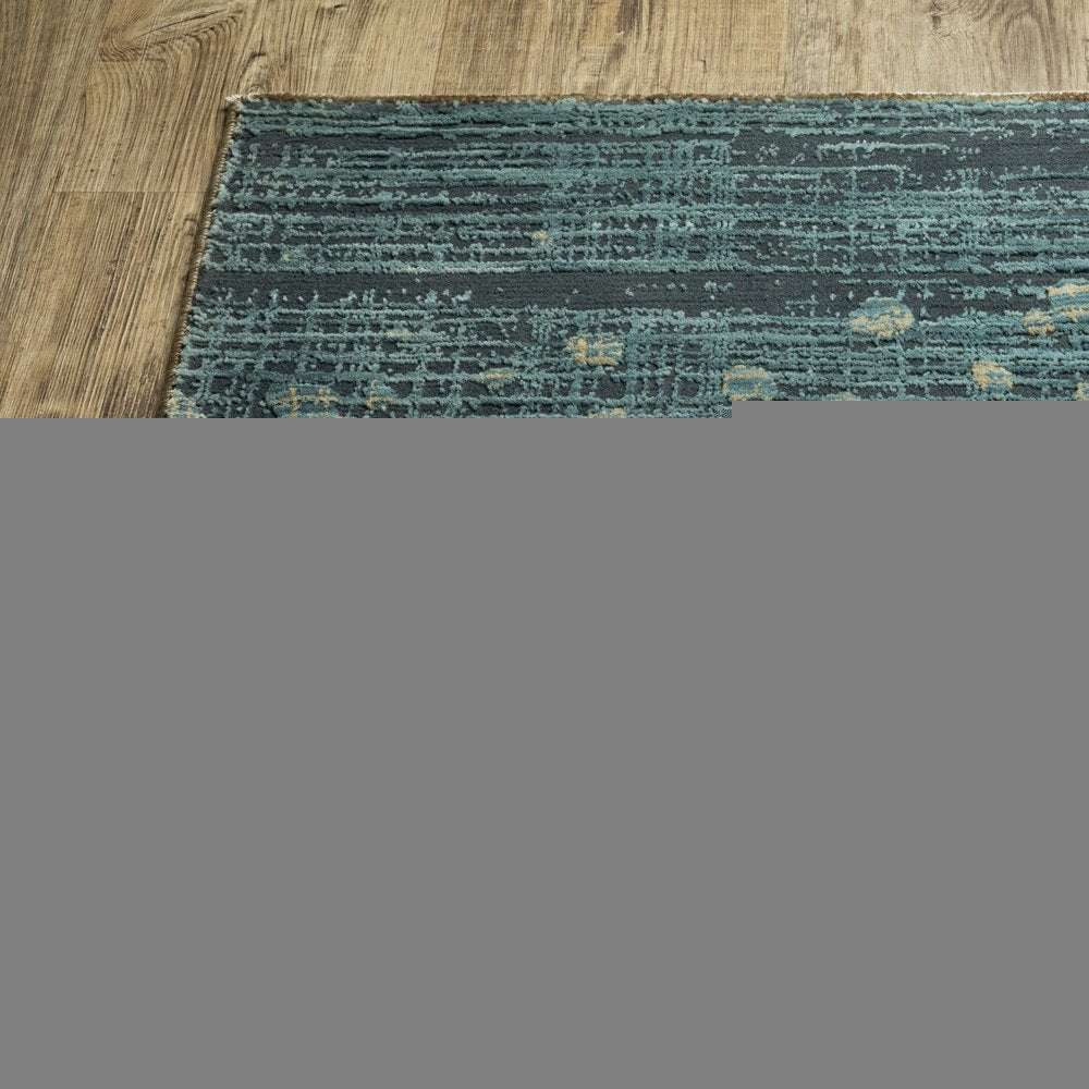 8' X 11' Blue And Brown Abstract Area Rug