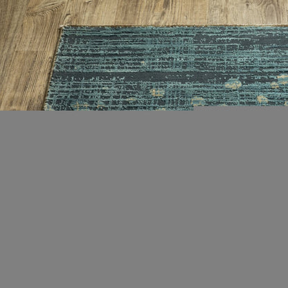 8' X 11' Blue And Brown Abstract Area Rug
