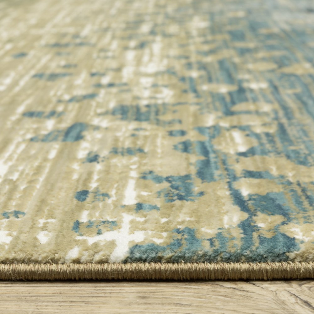 8' X 11' Blue And Brown Abstract Area Rug