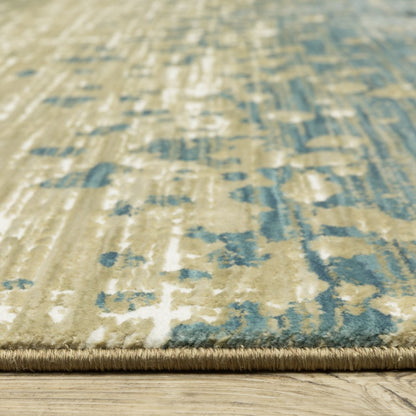 8' X 11' Blue And Brown Abstract Area Rug