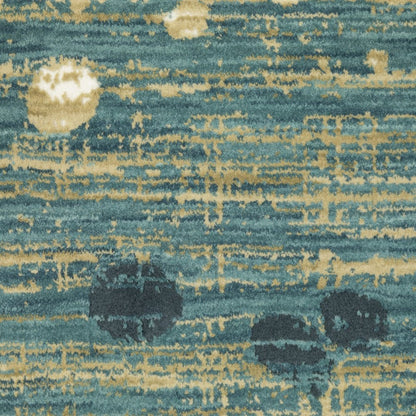 8' X 11' Blue And Brown Abstract Area Rug