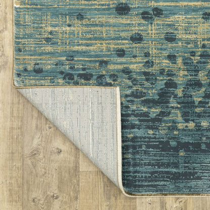 8' X 11' Blue And Brown Abstract Area Rug