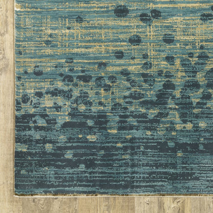 8' X 11' Blue And Brown Abstract Area Rug