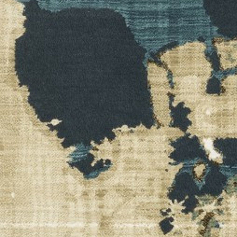 8' X 11' Beige Brown And Blue Abstract Area Rug