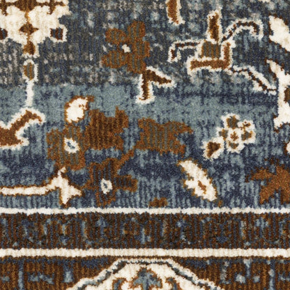 8' X 11' Gray And Blue Medallion Area Rug