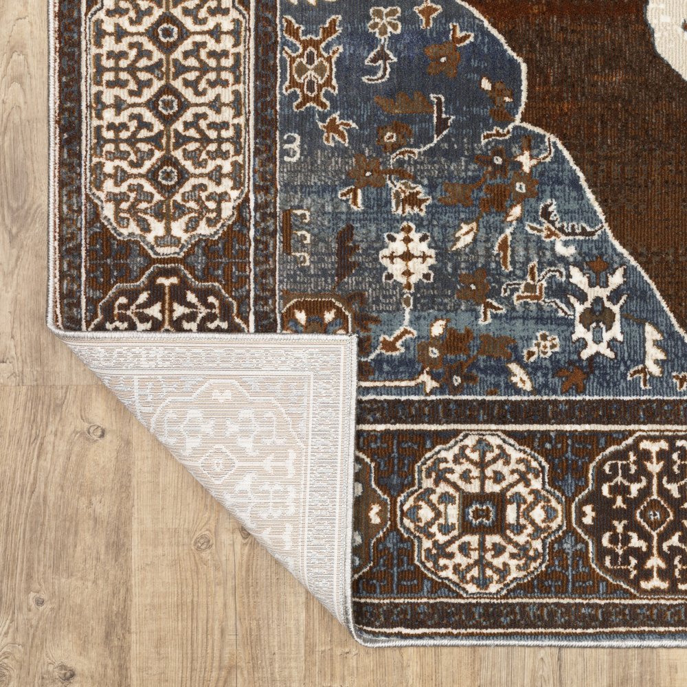 8' X 11' Gray And Blue Medallion Area Rug