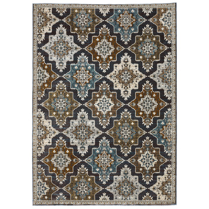 8' X 11' Gray And Blue Medallion Area Rug