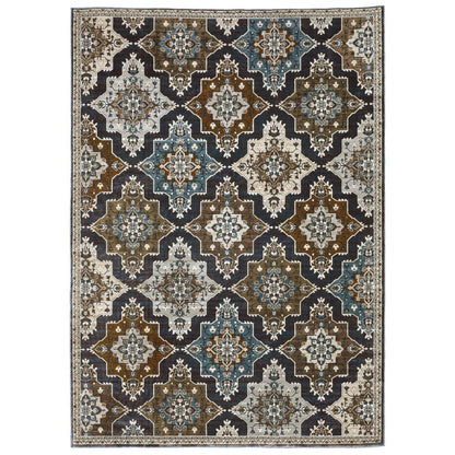 8' X 11' Gray And Blue Medallion Area Rug