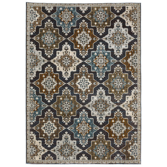 8' X 11' Gray And Blue Medallion Area Rug