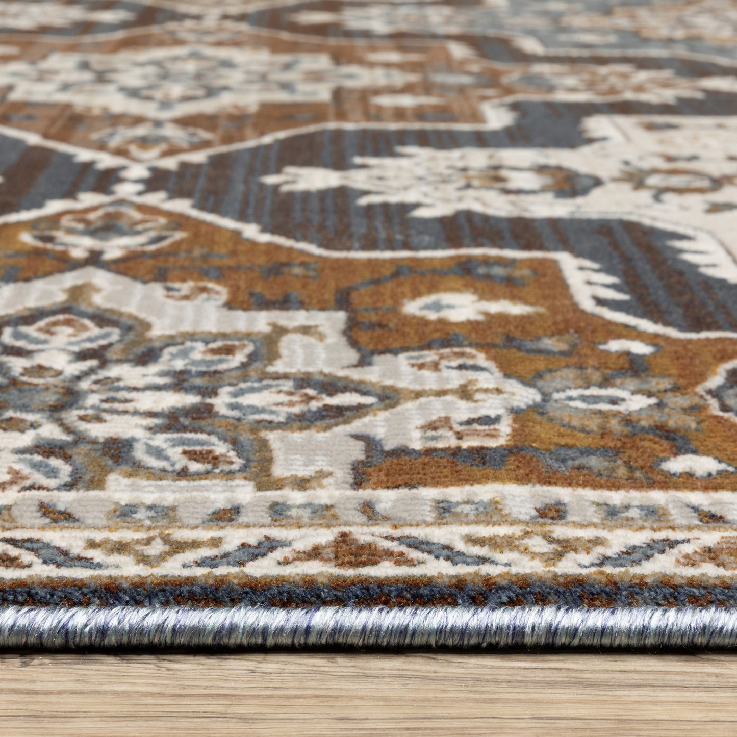 8' X 11' Gray And Blue Medallion Area Rug